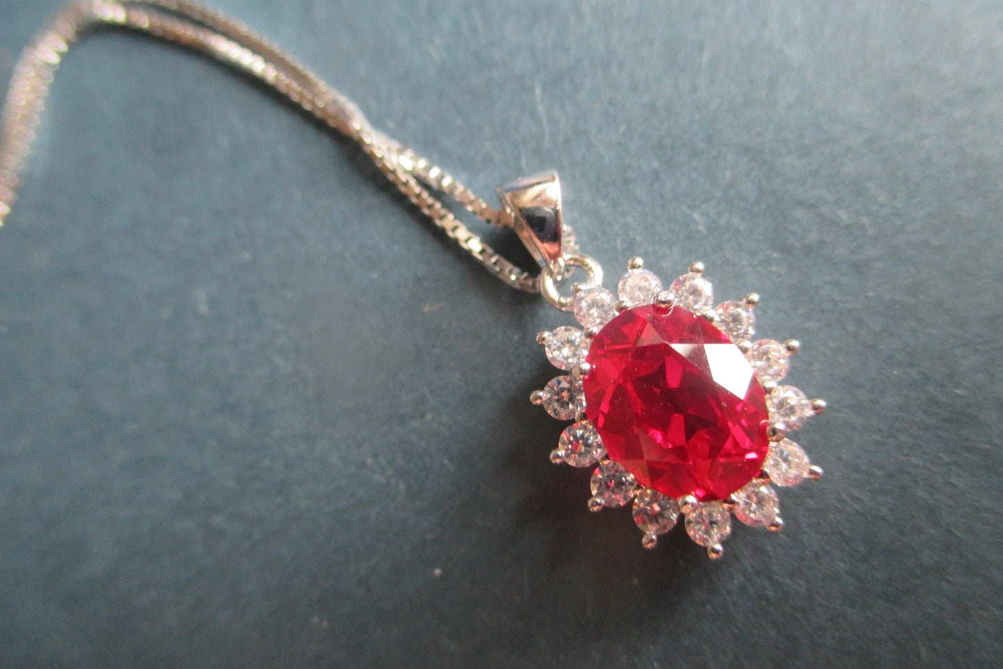 Ruby accent pendant ( man made stone )