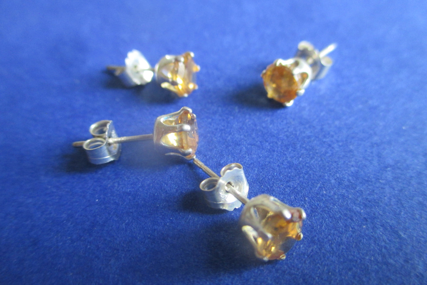 Silver stud citrine stone earrings