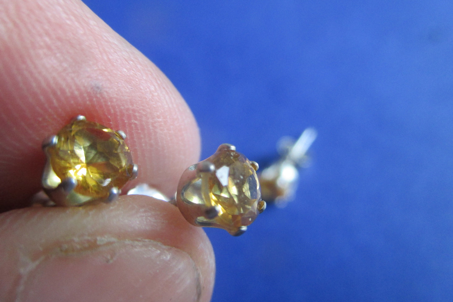 Silver stud citrine stone earrings