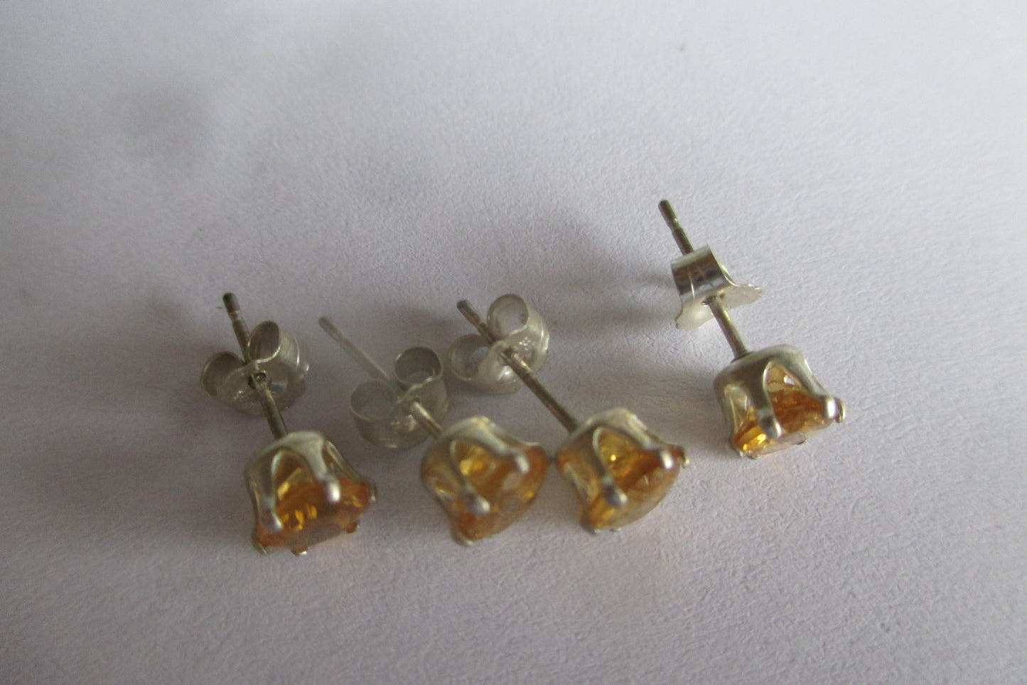 Silver stud citrine stone earrings