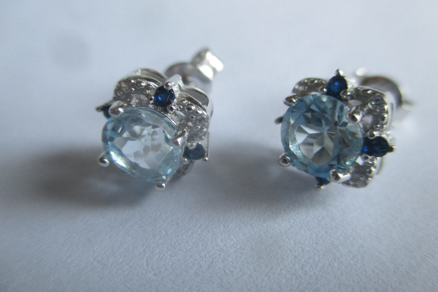 Sky blue zircon stud earrings