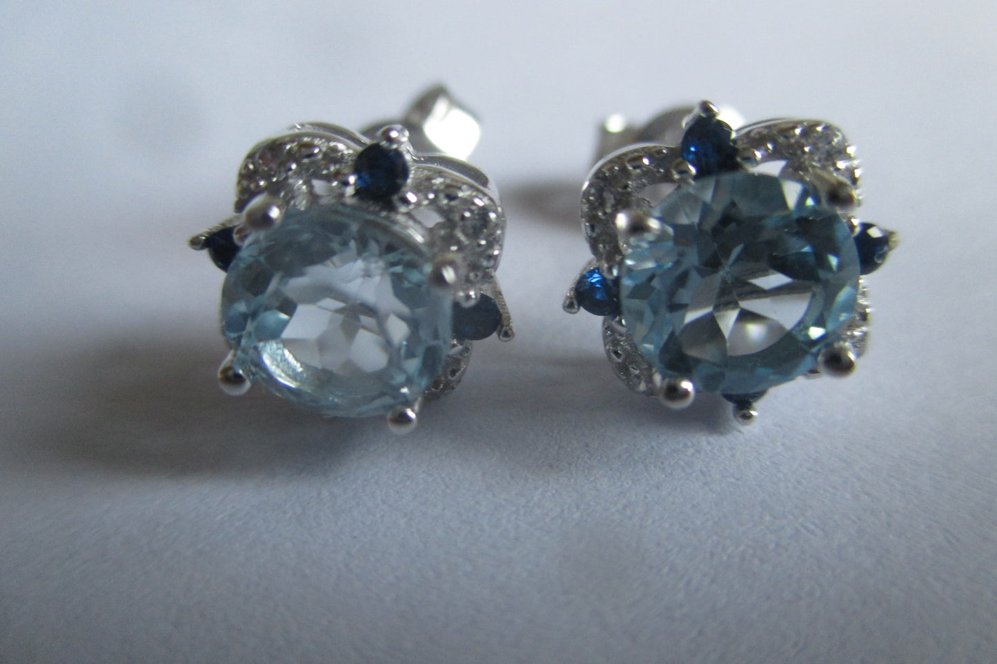 Sky blue zircon stud earrings