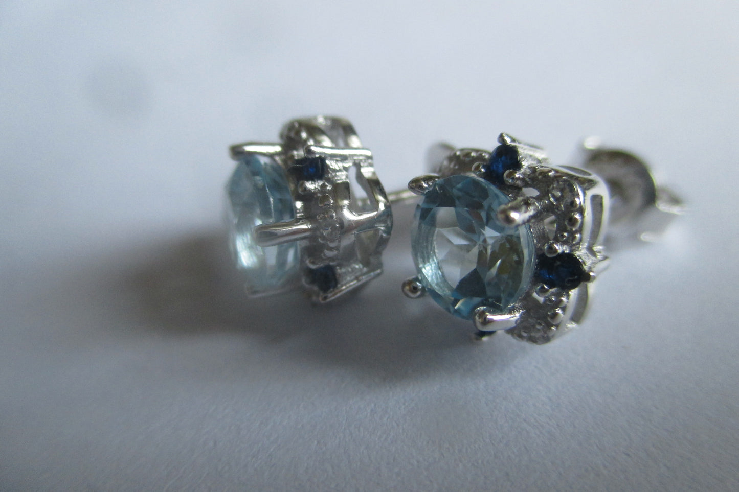 Sky blue zircon stud earrings