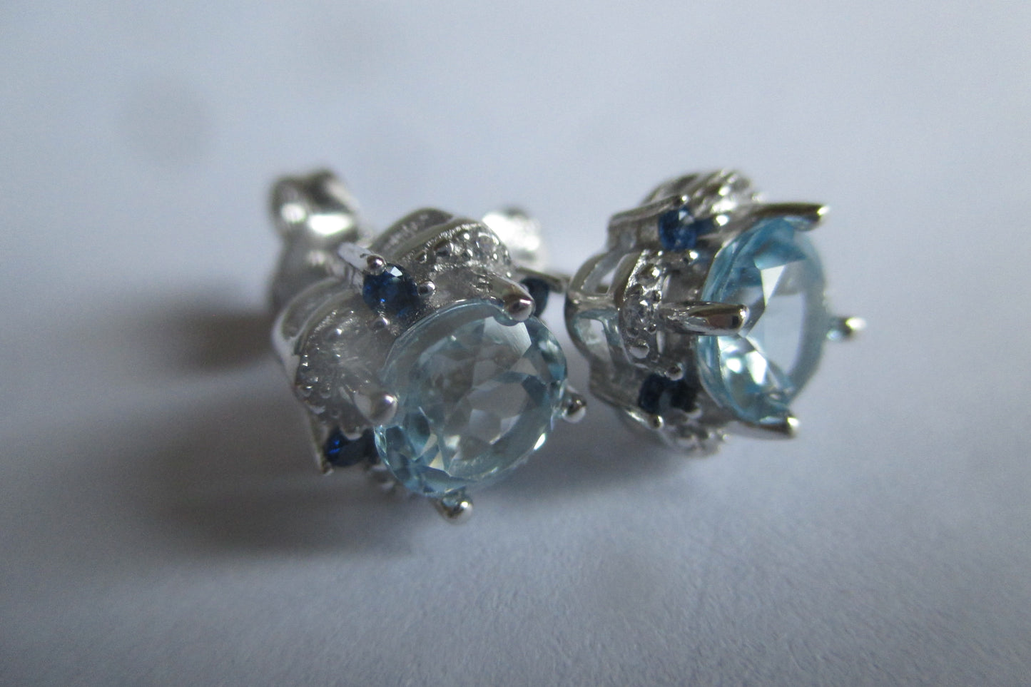 Sky blue zircon stud earrings