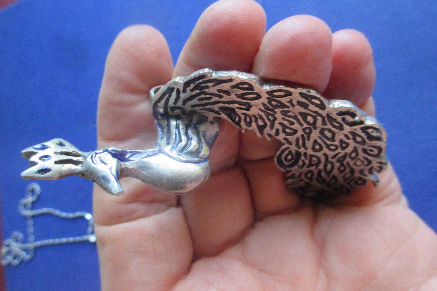 Silver peacock pendant