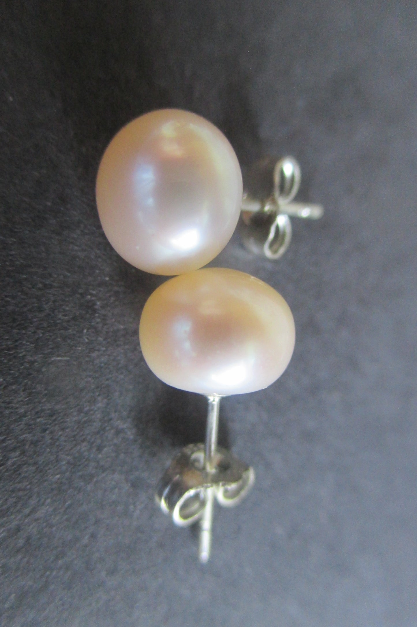 Pink pearl silver stud earrings