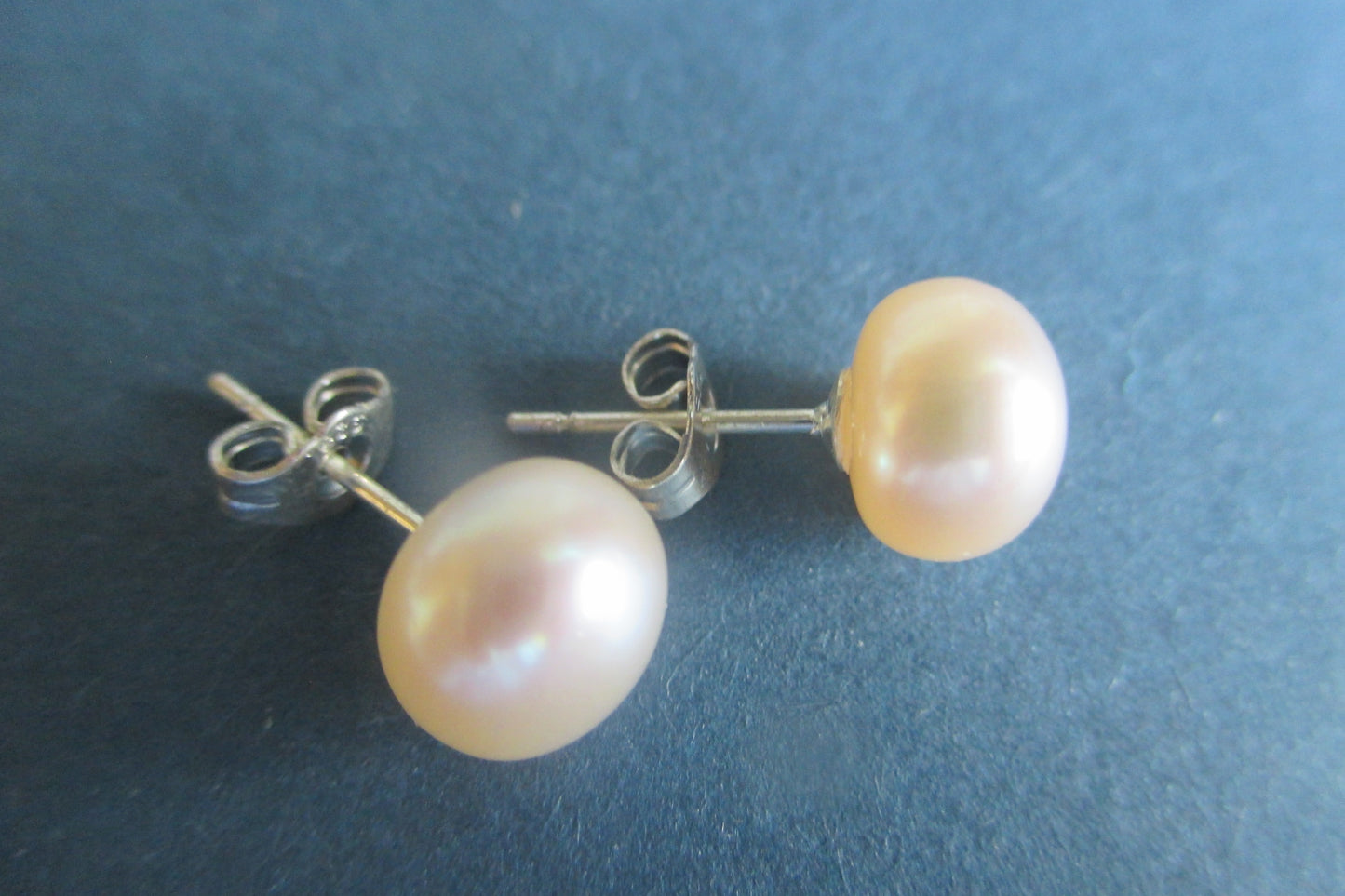 Pink pearl silver stud earrings