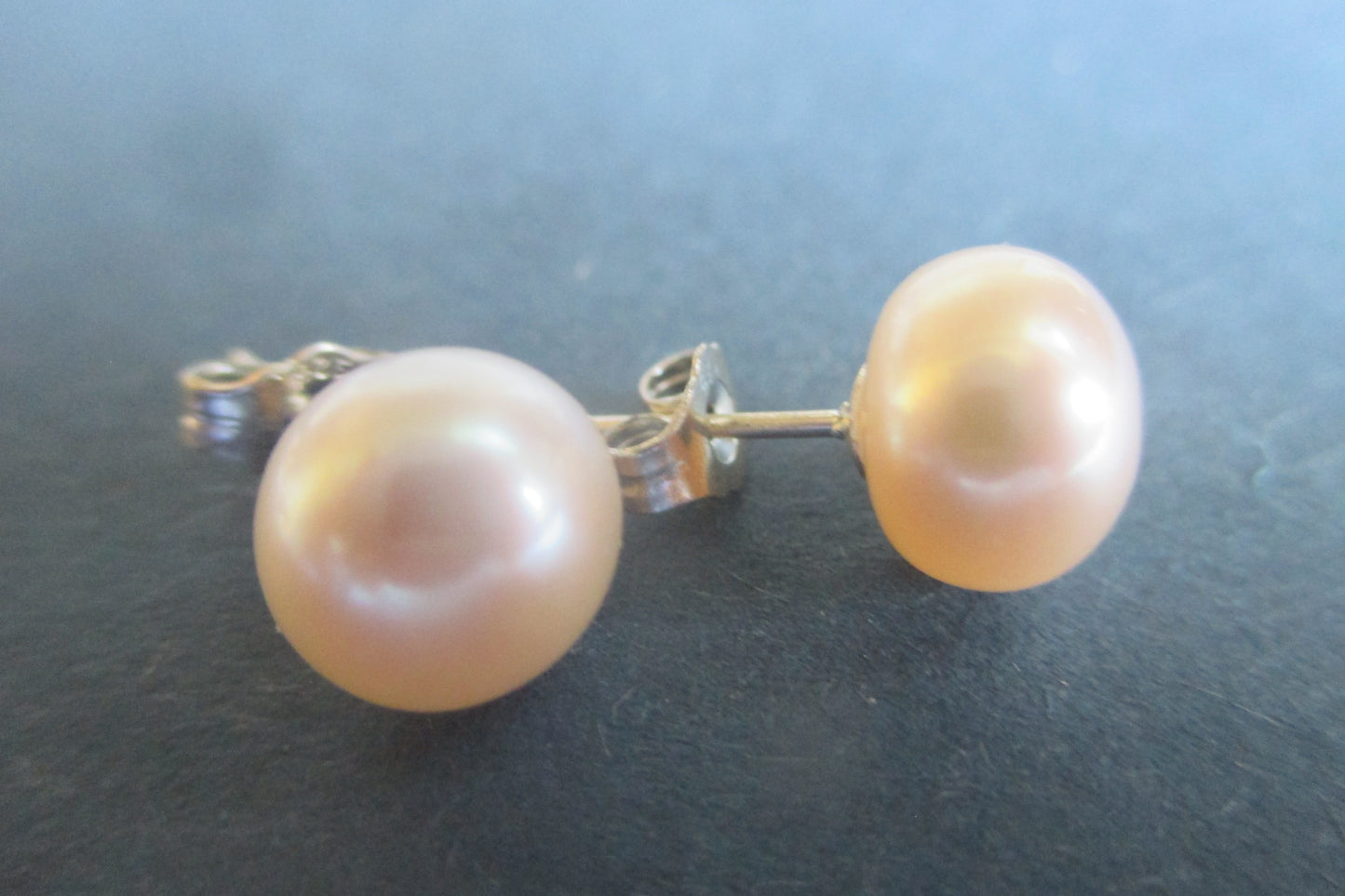 Pink pearl silver stud earrings