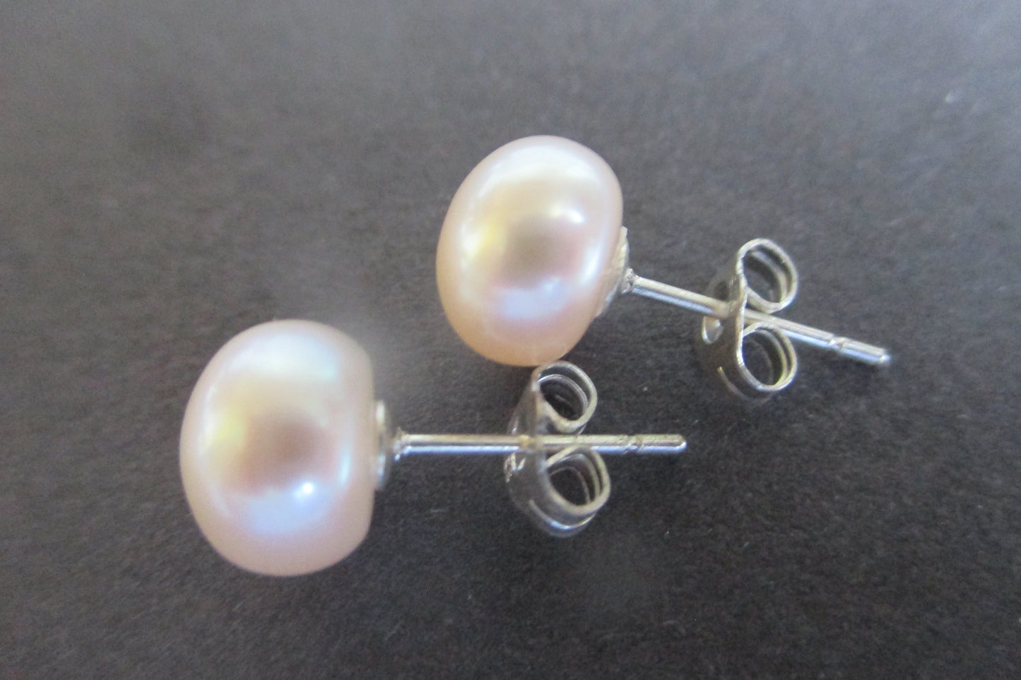 Pink pearl silver stud earrings