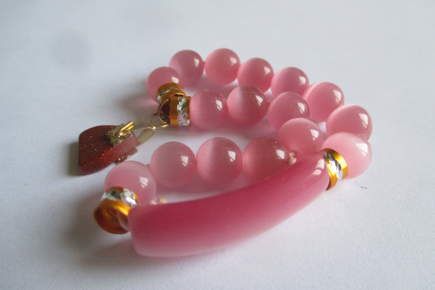 Pink glass bracelet