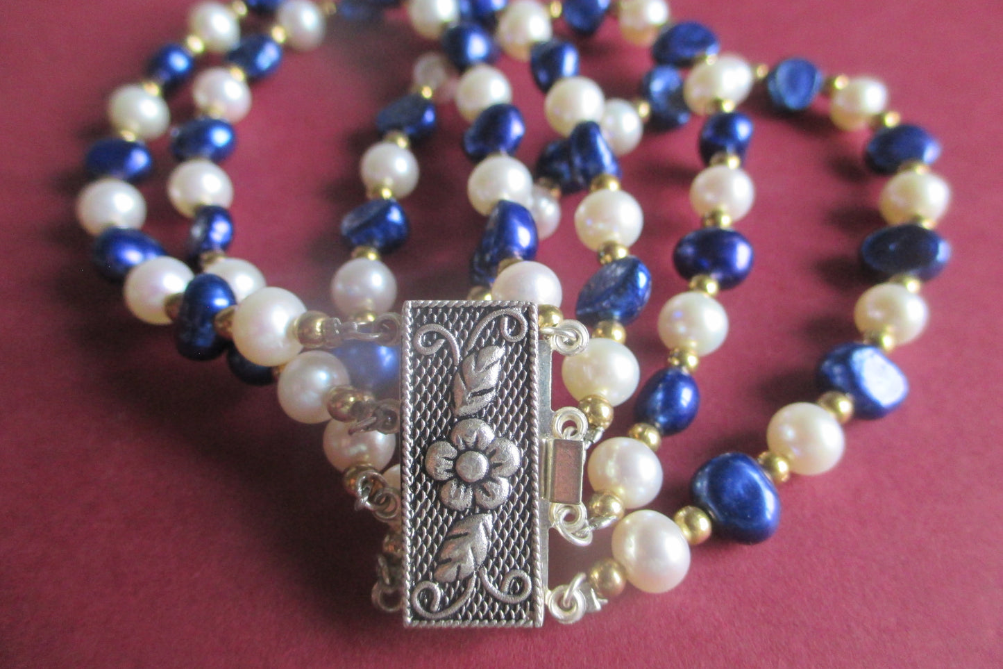 White-Blue freshwater pearl bracelet