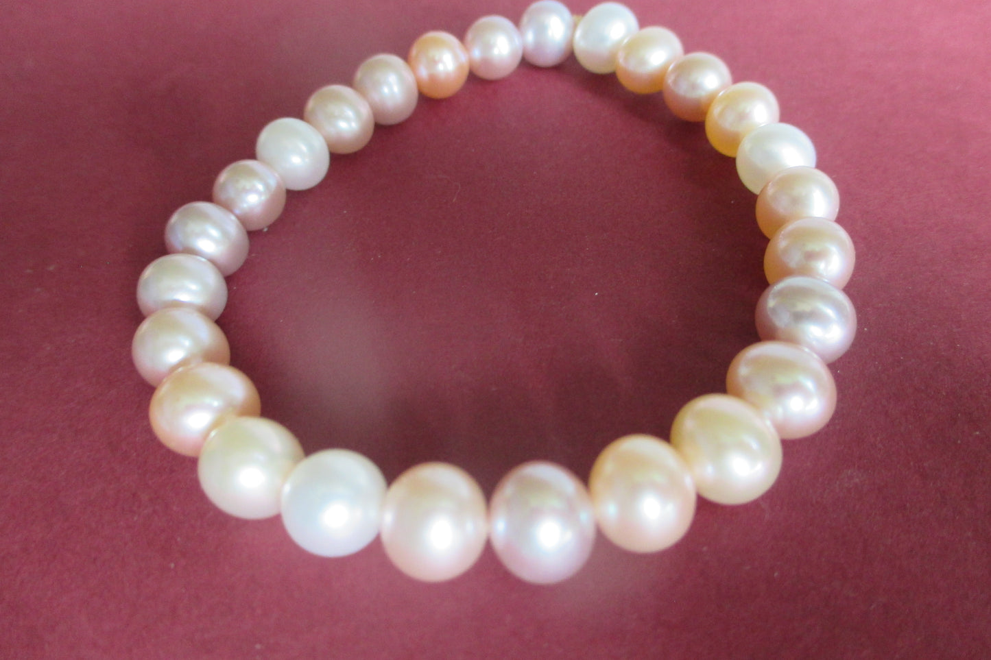 White Pink Lavender Akoya pearl bracelet