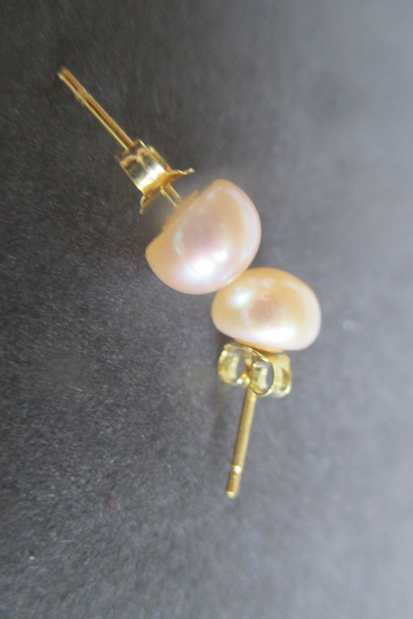 Pink pearl STUD earrings with gold stud