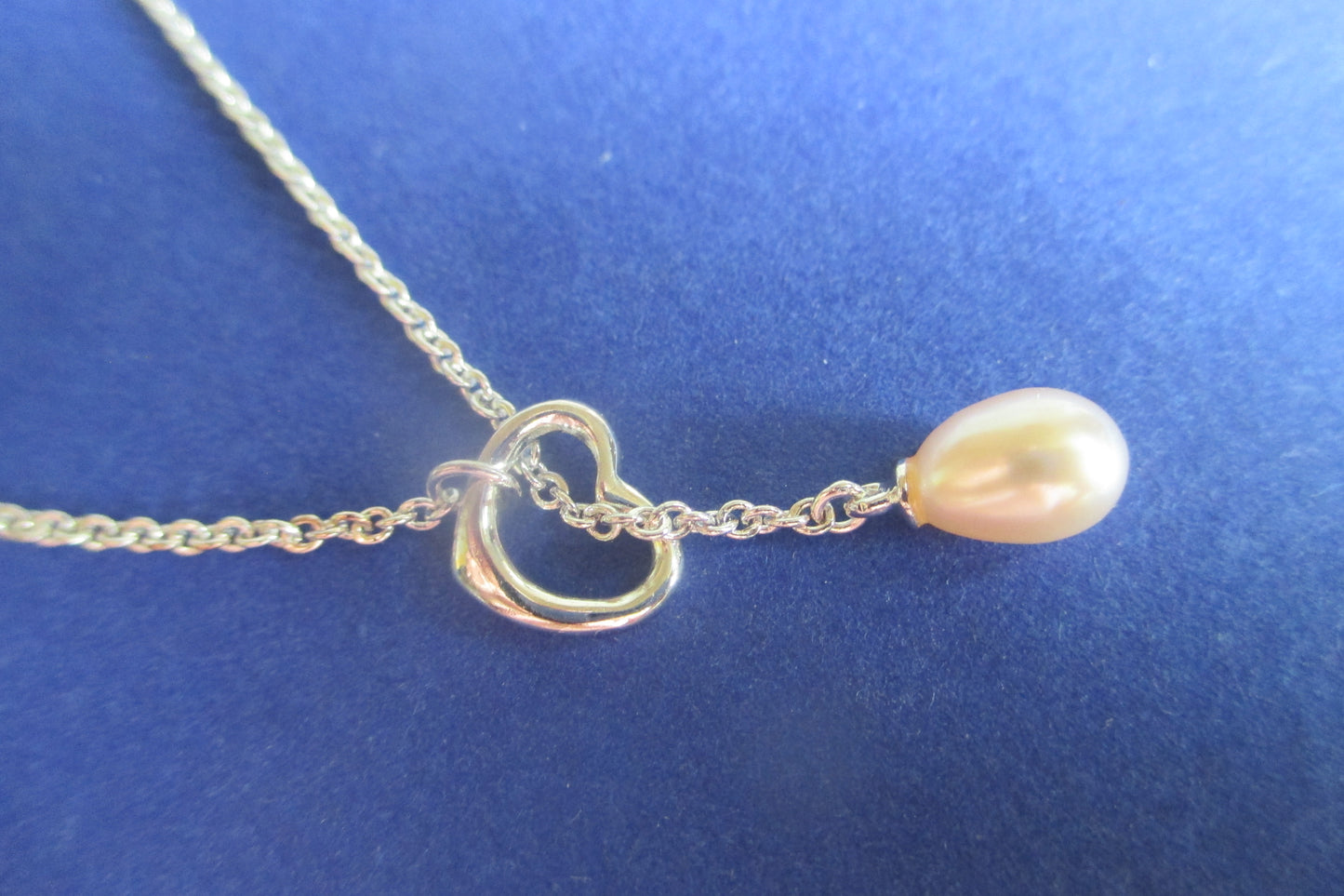 Pink pearl silver heart pendant