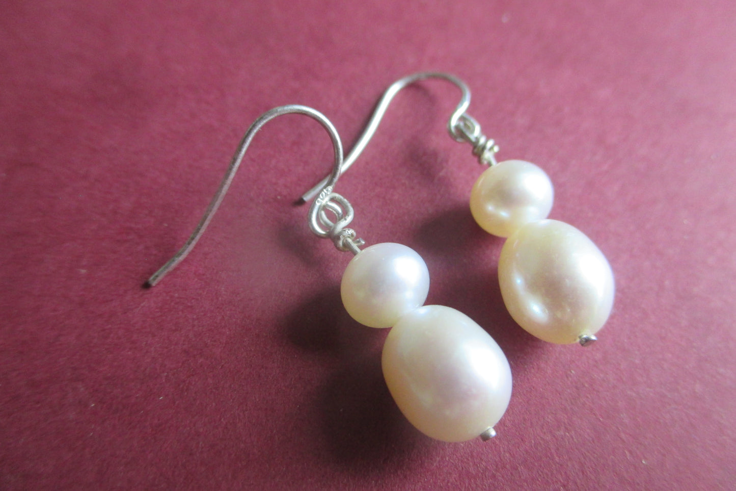 Silver pearls stud earrings