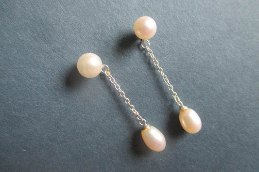 White pearl stud earrings