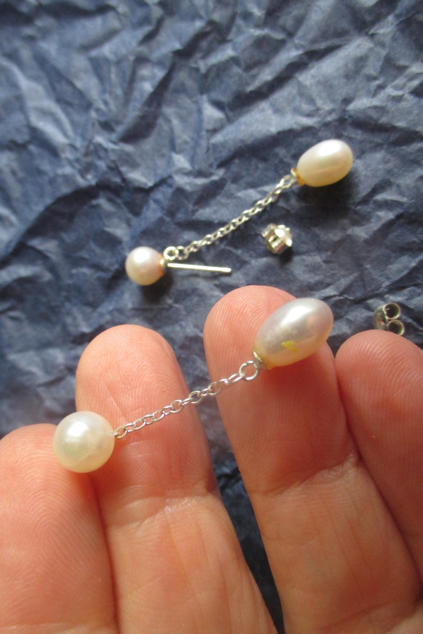 White pearl stud earrings