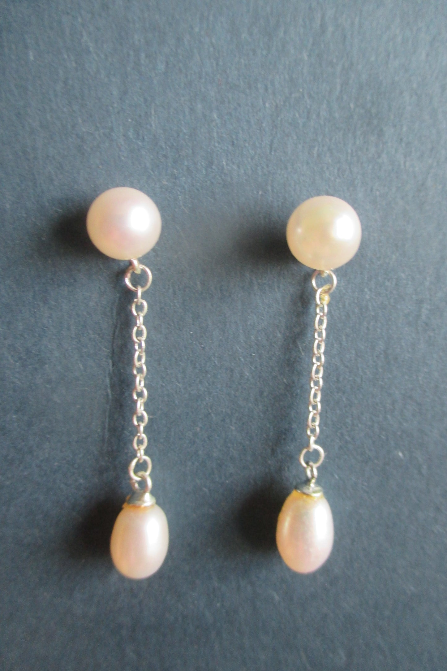 Silver pearl stud earrings