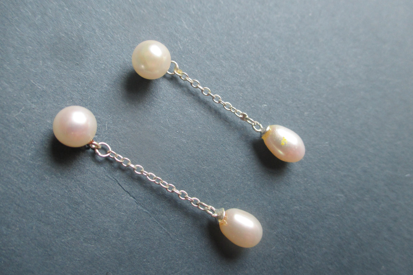 Silver pearl stud earrings