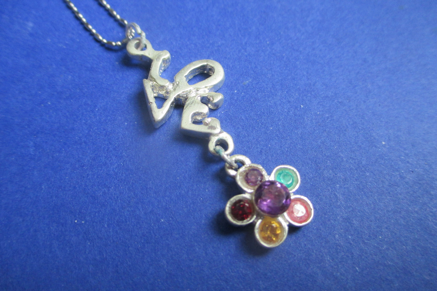 Silver Love and flower pendant