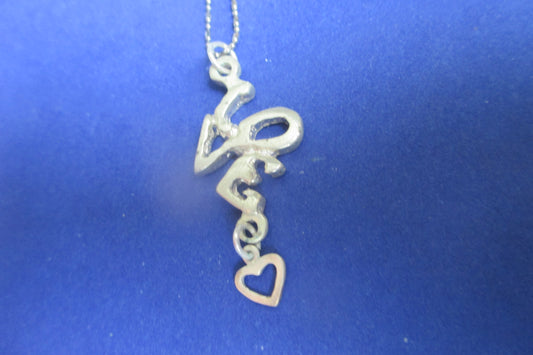 Silver Love and small heart pendant