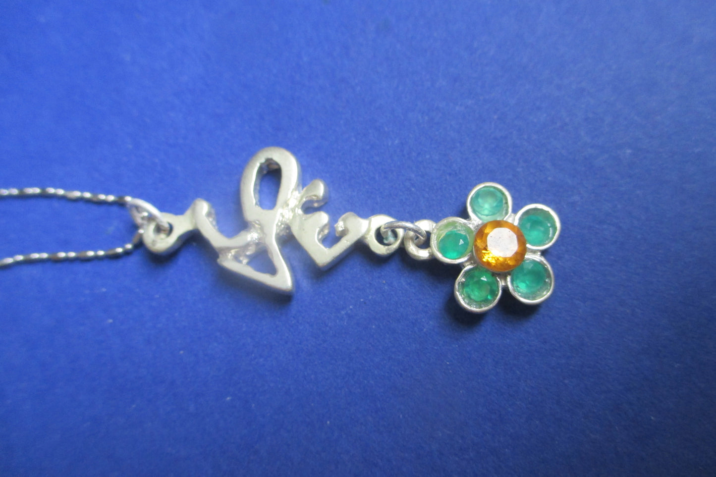 Silver Love and flower pendant