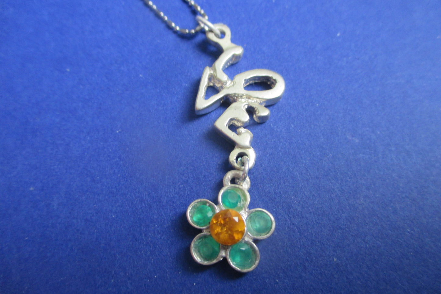 Silver Love and flower pendant