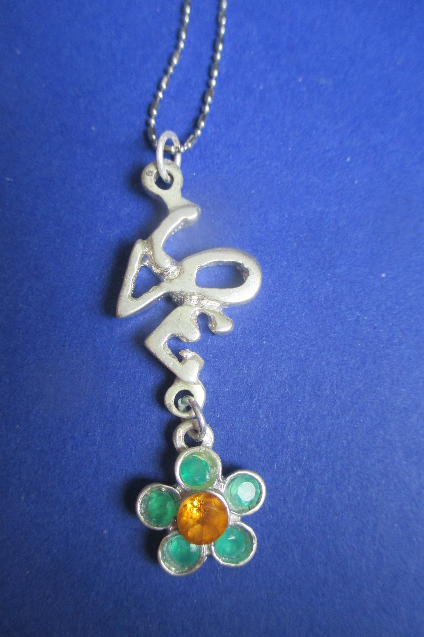 Silver Love and flower pendant