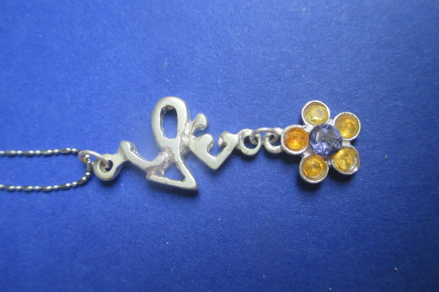 Silver Love and flower pendant