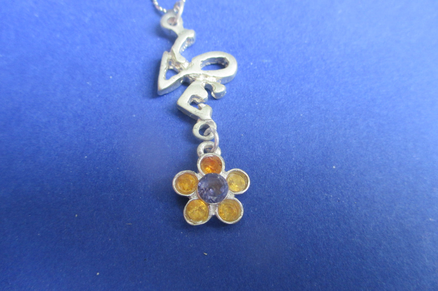 Silver Love and flower pendant