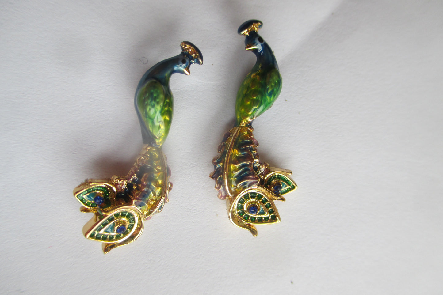 Enamel peacock stud earrings