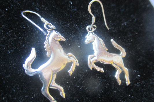 Silver horse hook earrings