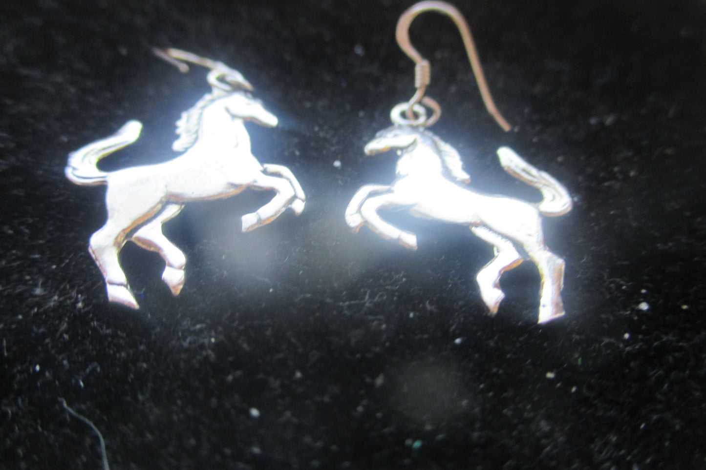 Silver horse hook earrings