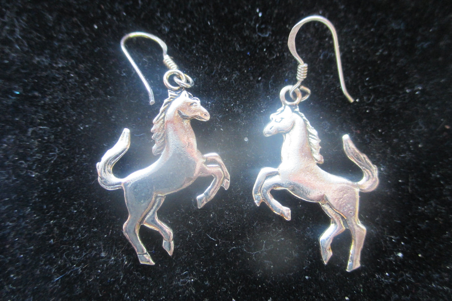 Silver horse hook earrings