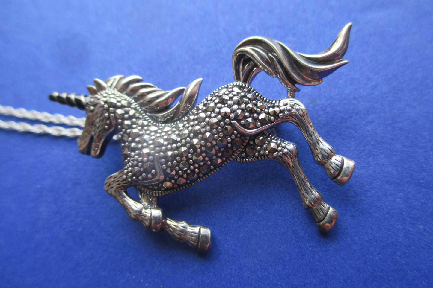 Silver horse pendant and broach