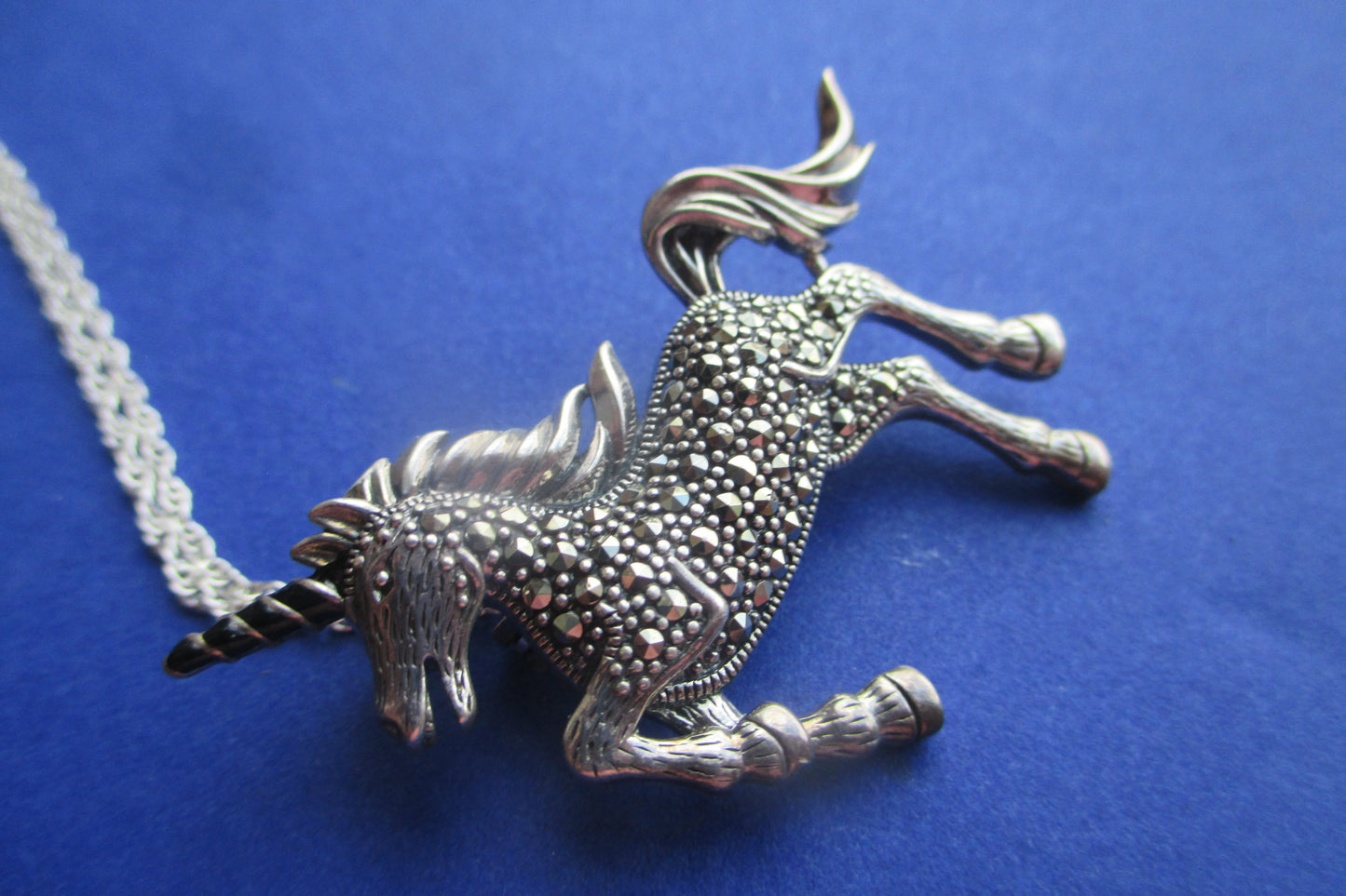 Silver horse pendant and broach