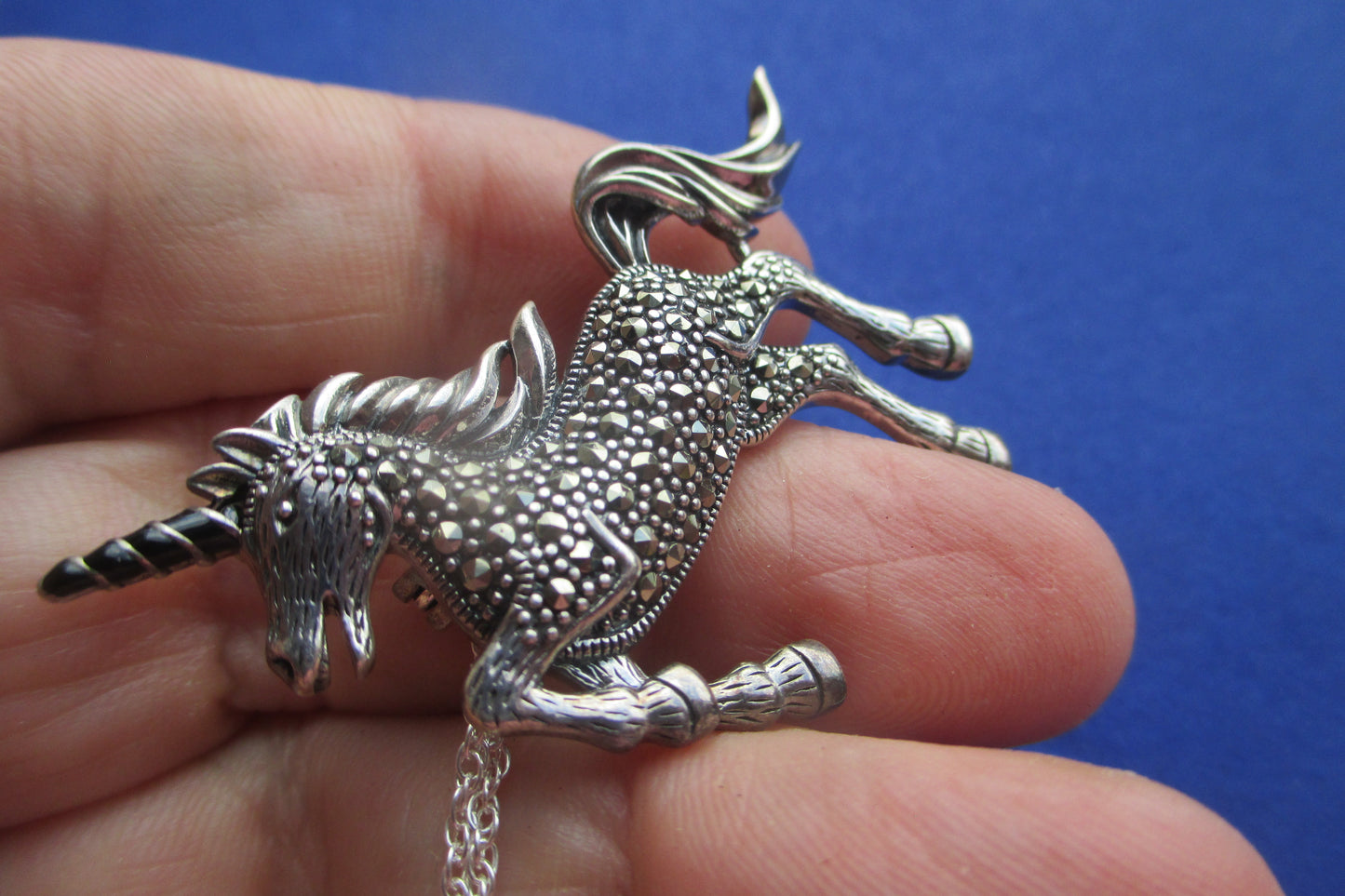 Silver horse pendant and broach