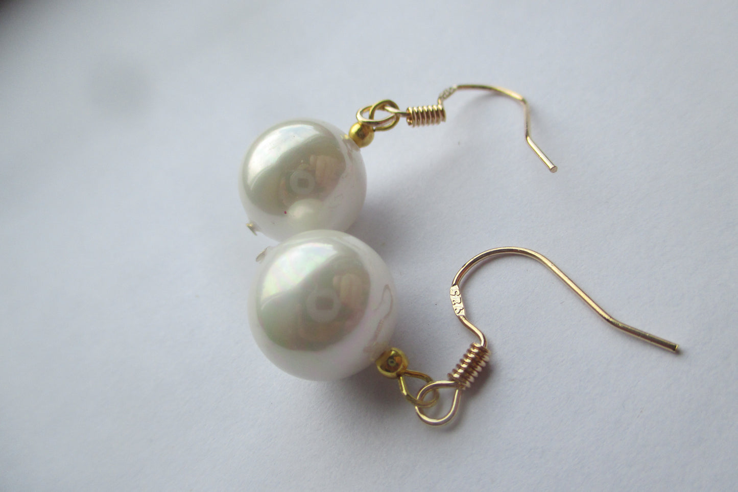 Artificial pearl hook earrings