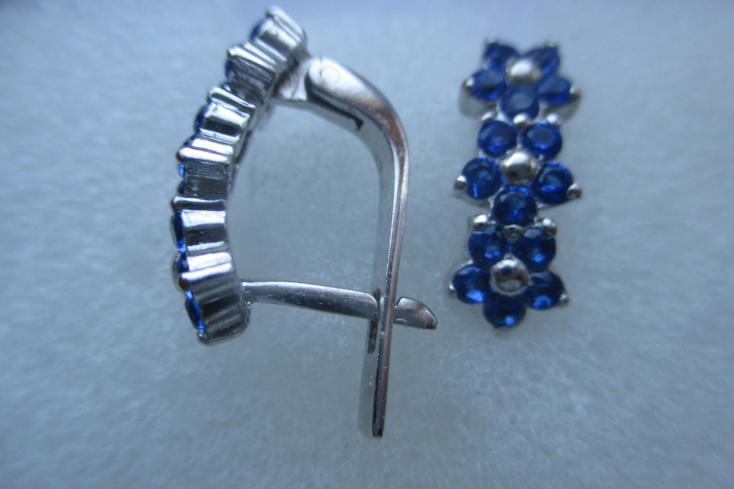 Silver sapphire clip earrings