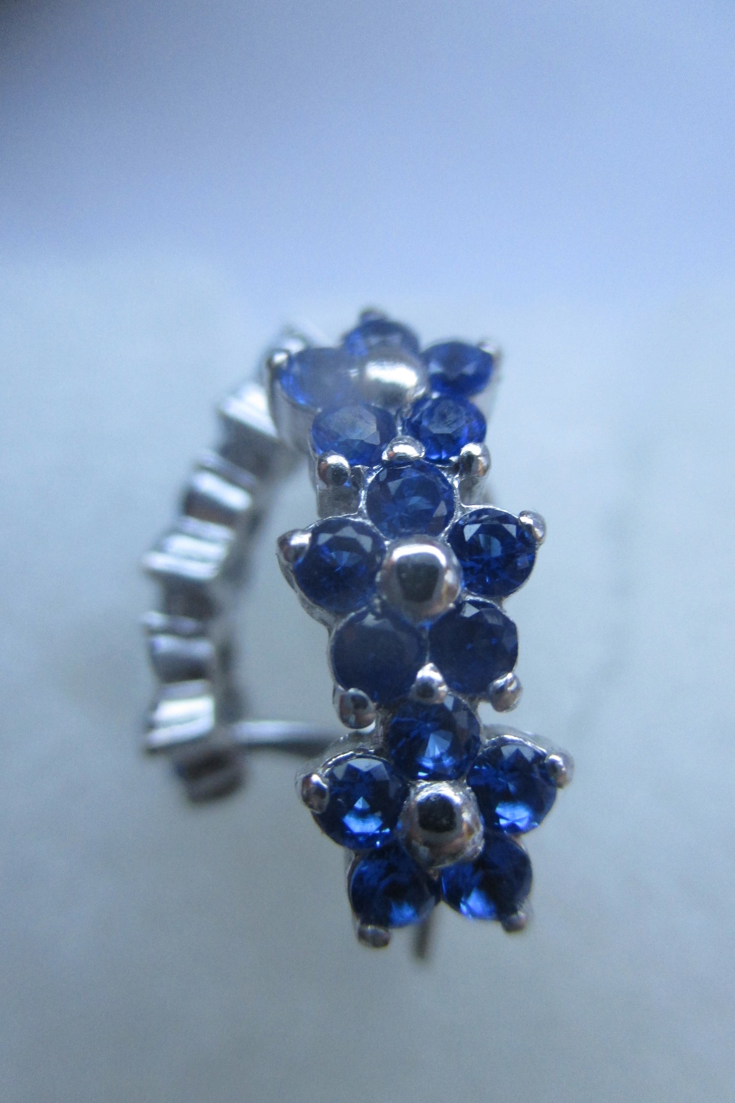 Silver sapphire clip earrings