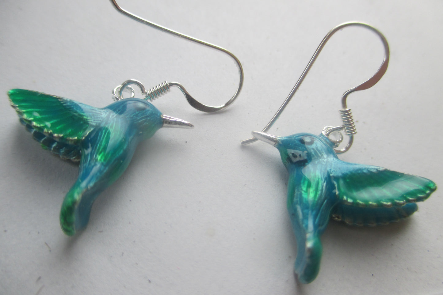 Enamel humming bird earrings