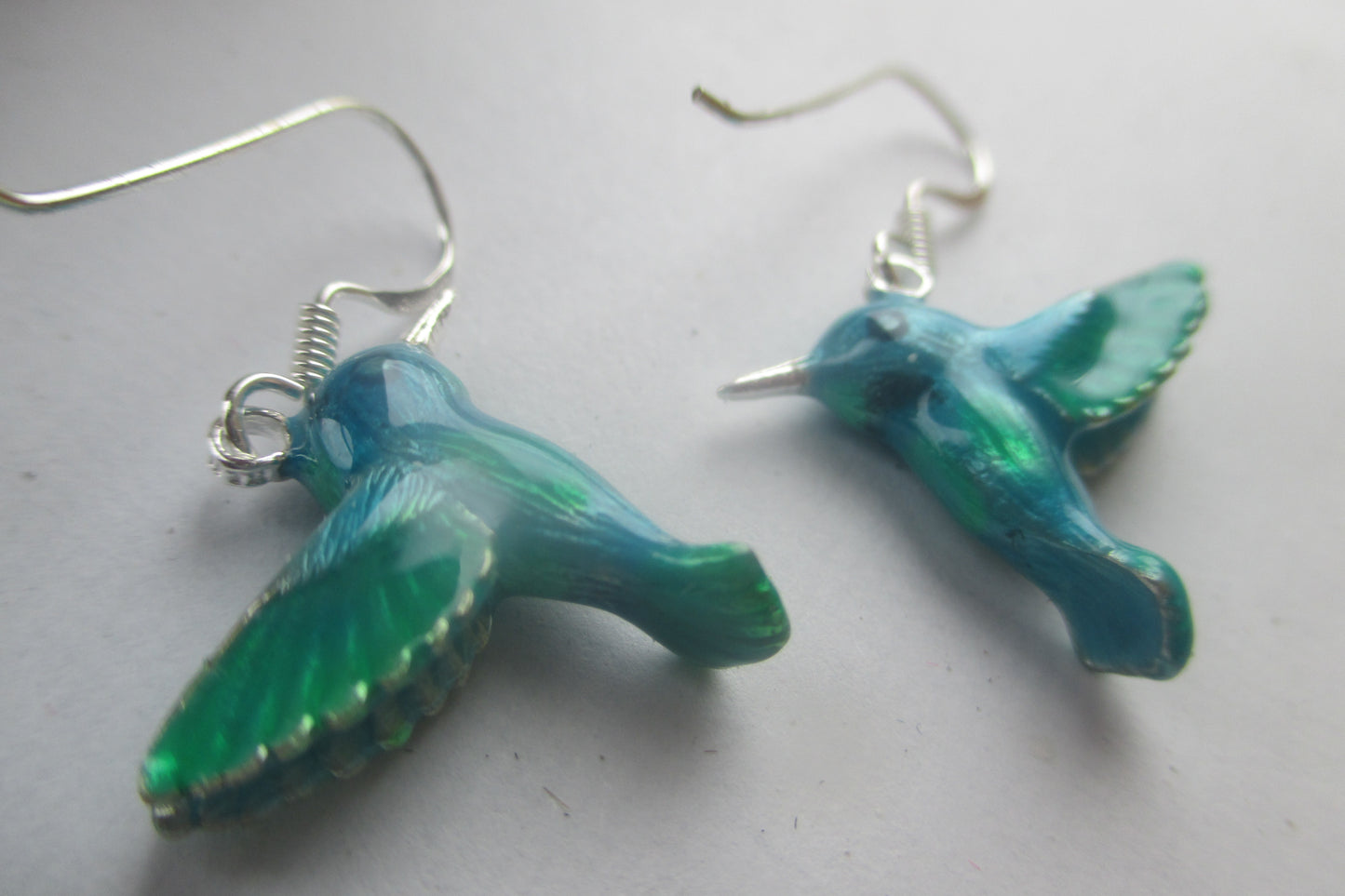 Enamel humming bird earrings