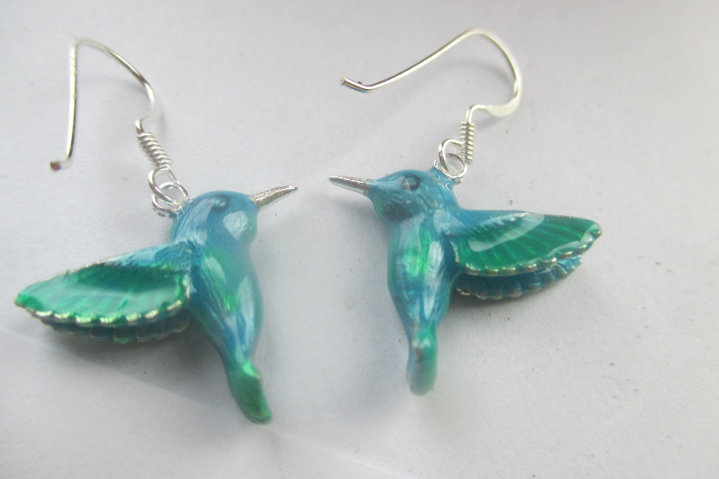 Enamel humming bird earrings