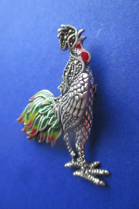 Enamel Cockerel broach