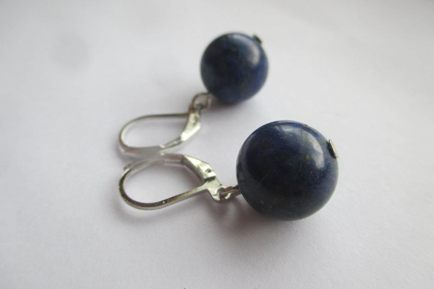 Blue stone clip earrings