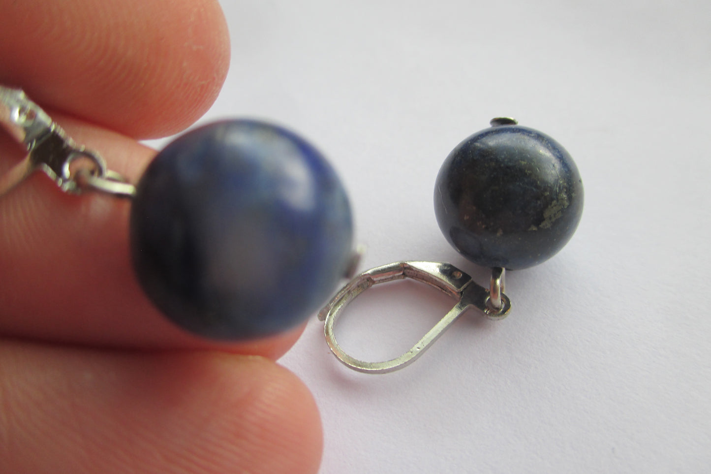 Blue stone clip earrings