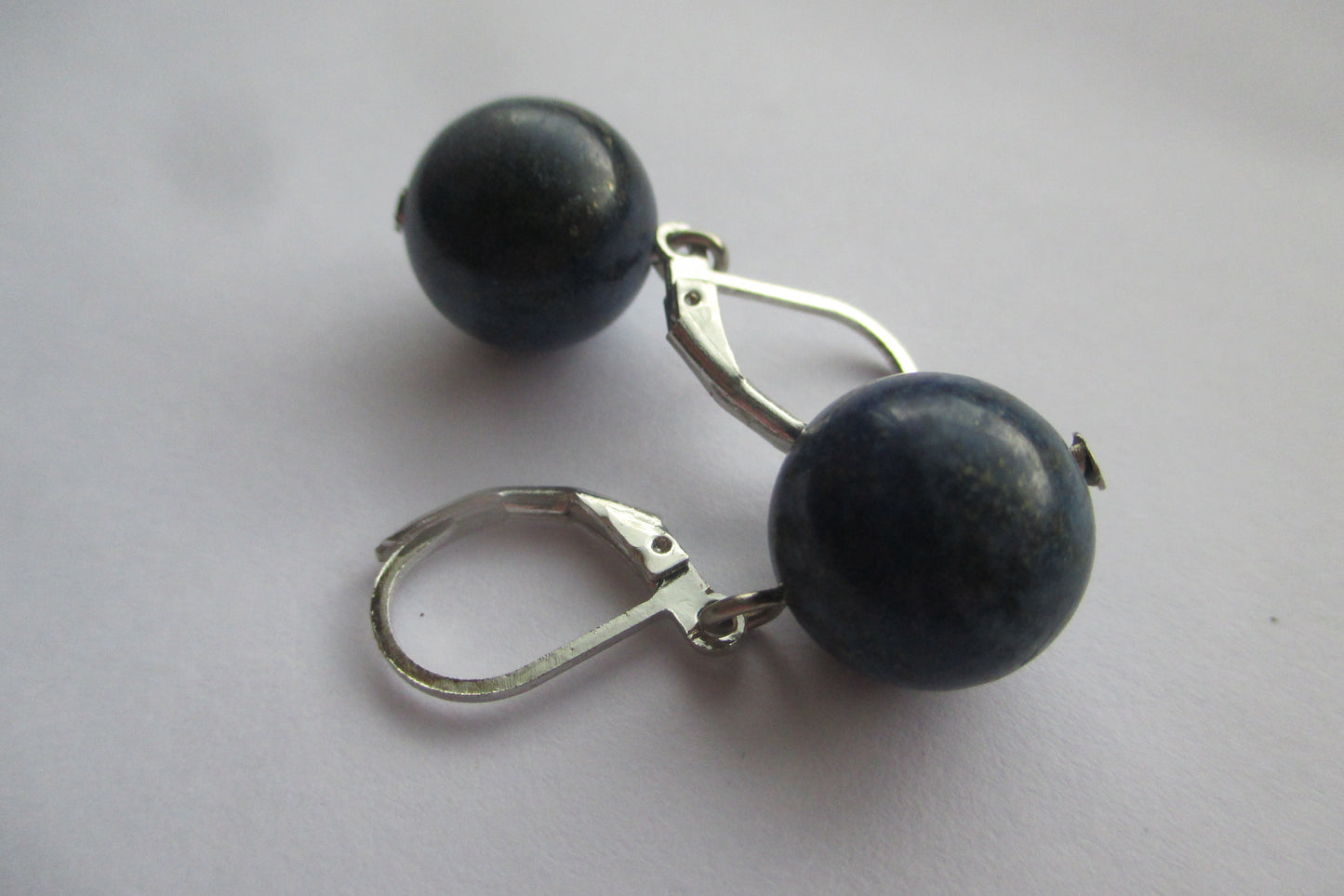 Blue stone clip earrings