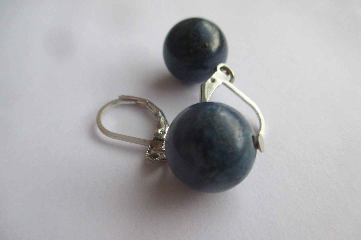 Blue stone clip earrings