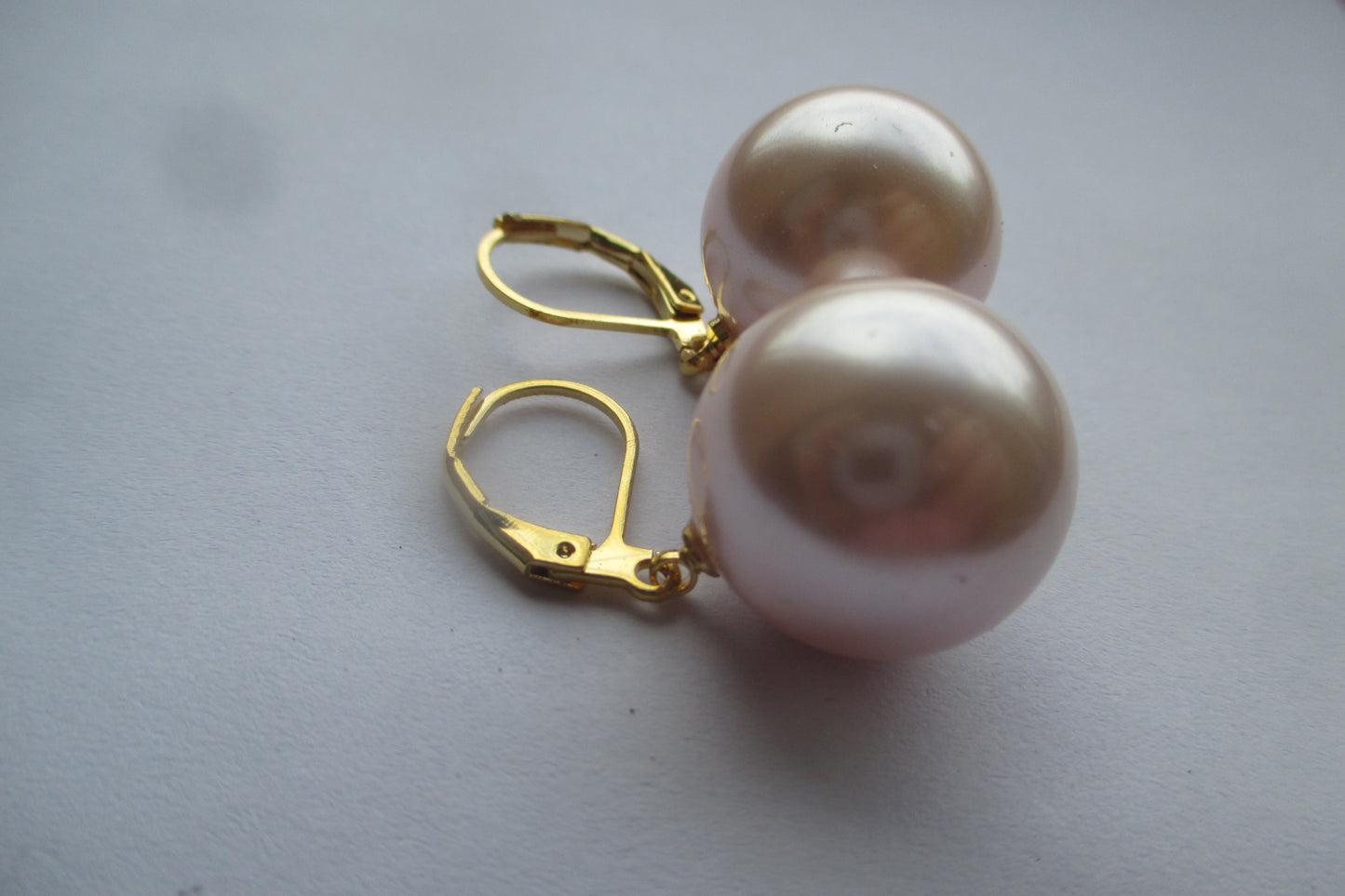 Pink costume pearl earrings