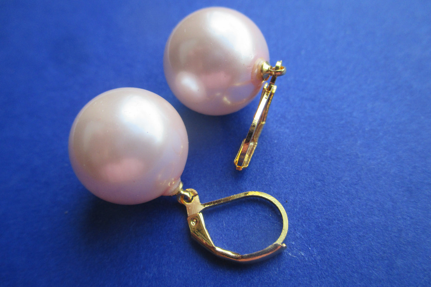 Pink costume pearl earrings